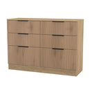 Alaska Ready Assembled 6 Drawer Wide Chest in Slat Effect & Nebraska Oak