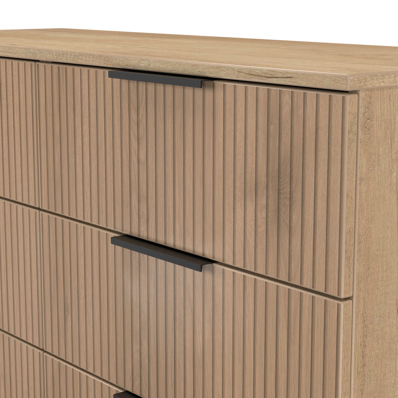 Alaska Ready Assembled 6 Drawer Wide Chest in Slat Effect & Nebraska Oak