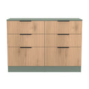 Alaska Ready Assembled 6 Drawer Wide Chest in Slat Effect & Reed Green