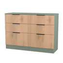 Alaska Ready Assembled 6 Drawer Wide Chest in Slat Effect & Reed Green