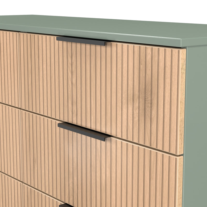 Alaska Ready Assembled 6 Drawer Wide Chest in Slat Effect & Reed Green