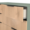 Alaska Ready Assembled 6 Drawer Wide Chest in Slat Effect & Reed Green