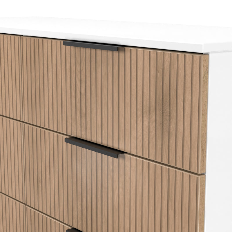 Java 6 Drawer Midi Chest in Slatted Effect / White - Ready Assembled