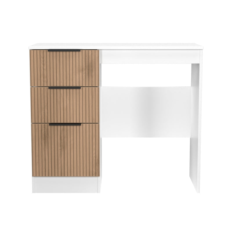 Java Vanity Desk in Slatted Effect / White - Ready Assembled
