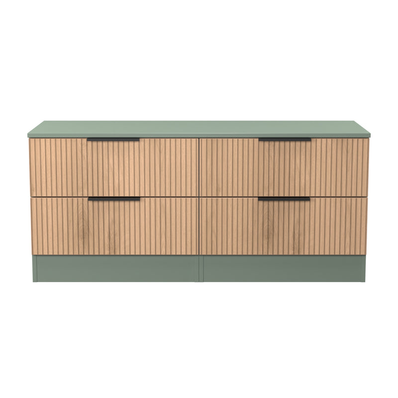 Alaska Ready Assembled 4 Drawer Bed Box in Slat Effect & Reed Green