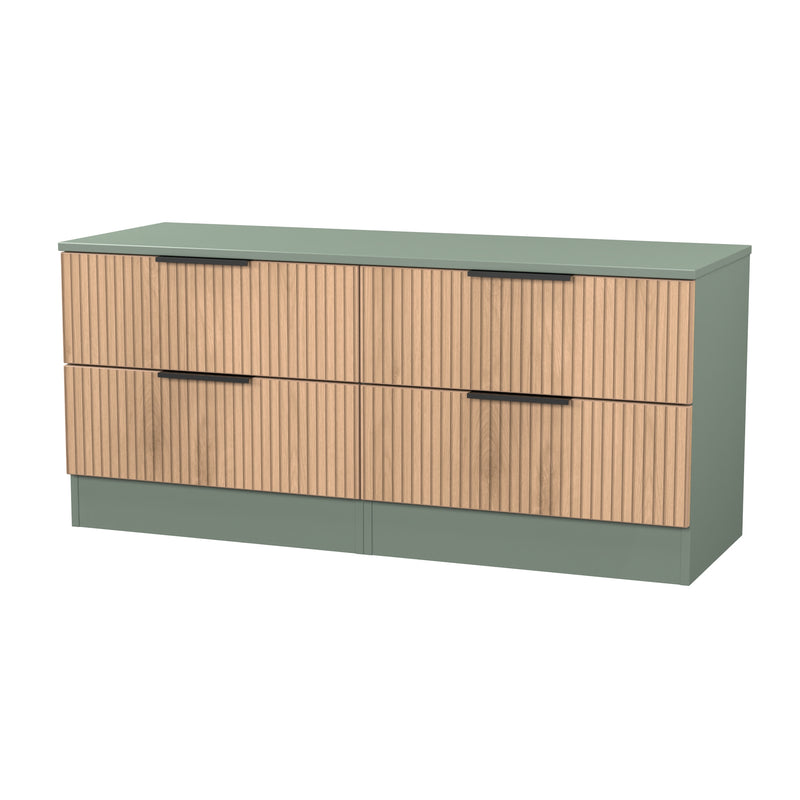 Alaska Ready Assembled 4 Drawer Bed Box in Slat Effect & Reed Green