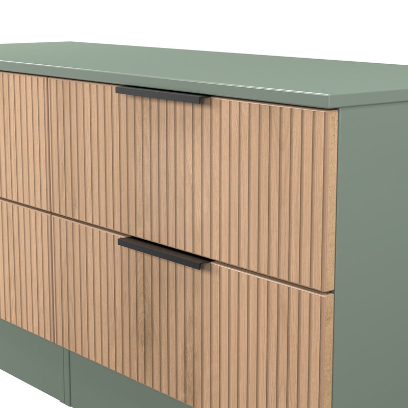 Alaska Ready Assembled 4 Drawer Bed Box in Slat Effect & Reed Green