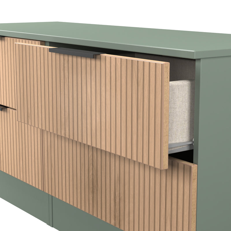 Alaska Ready Assembled 4 Drawer Bed Box in Slat Effect & Reed Green