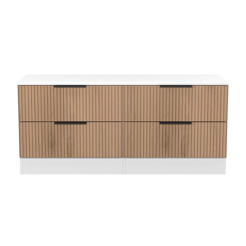 Java 4 Drawer Bed Box in Slatted Effect / White - Ready Assembled