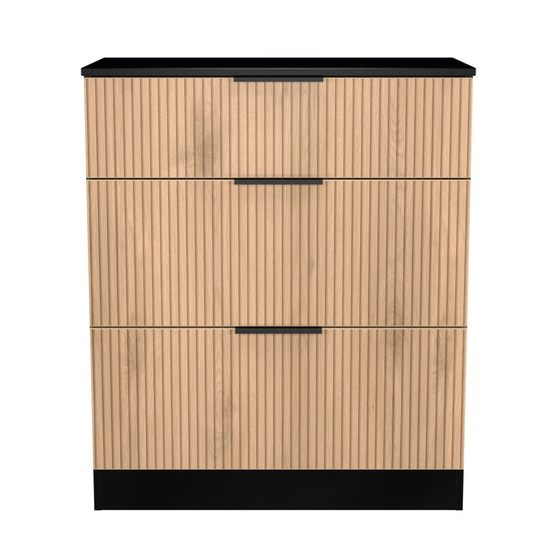 Alaska Ready Assembled 3 Drawer Deep Chest in Slat Effect & Black