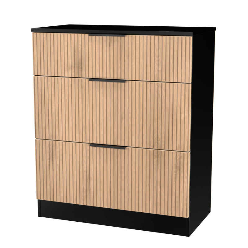Alaska Ready Assembled 3 Drawer Deep Chest in Slat Effect & Black
