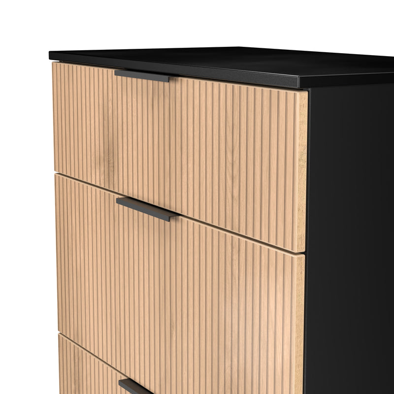 Alaska Ready Assembled 3 Drawer Deep Chest in Slat Effect & Black