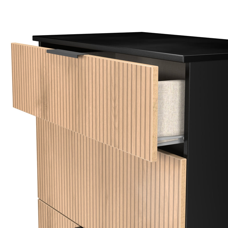 Alaska Ready Assembled 3 Drawer Deep Chest in Slat Effect & Black