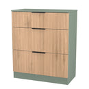 Alaska Ready Assembled 3 Drawer Deep Chest in Slat Effect & Reed Green