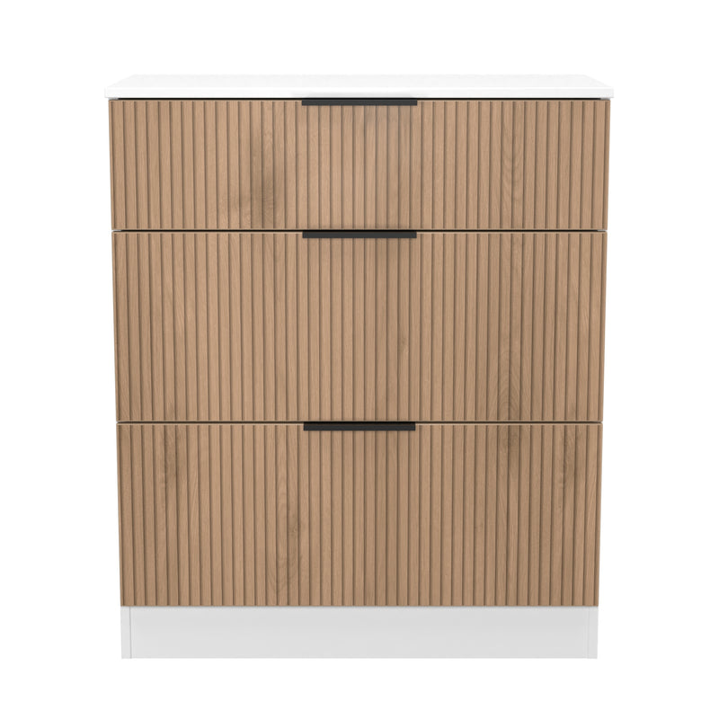 Java 3 Drawer Deep Chest in Slatted Effect / White - Ready Assembled