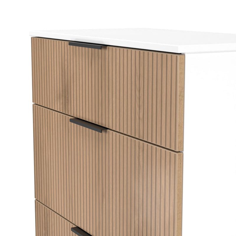 Java 3 Drawer Deep Chest in Slatted Effect / White - Ready Assembled