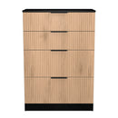 Alaska Ready Assembled 4 Drawer Deep Chest in Slat Effect & Black