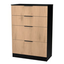 Alaska Ready Assembled 4 Drawer Deep Chest in Slat Effect & Black