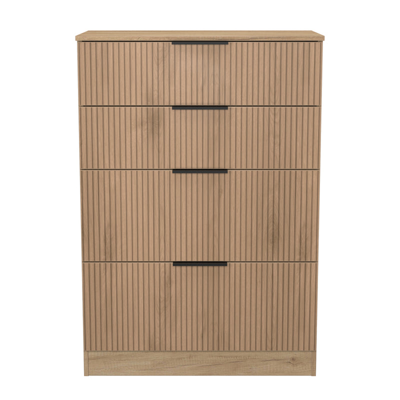 Alaska Ready Assembled 4 Drawer Deep Chest in Slat Effect & Nebraska Oak