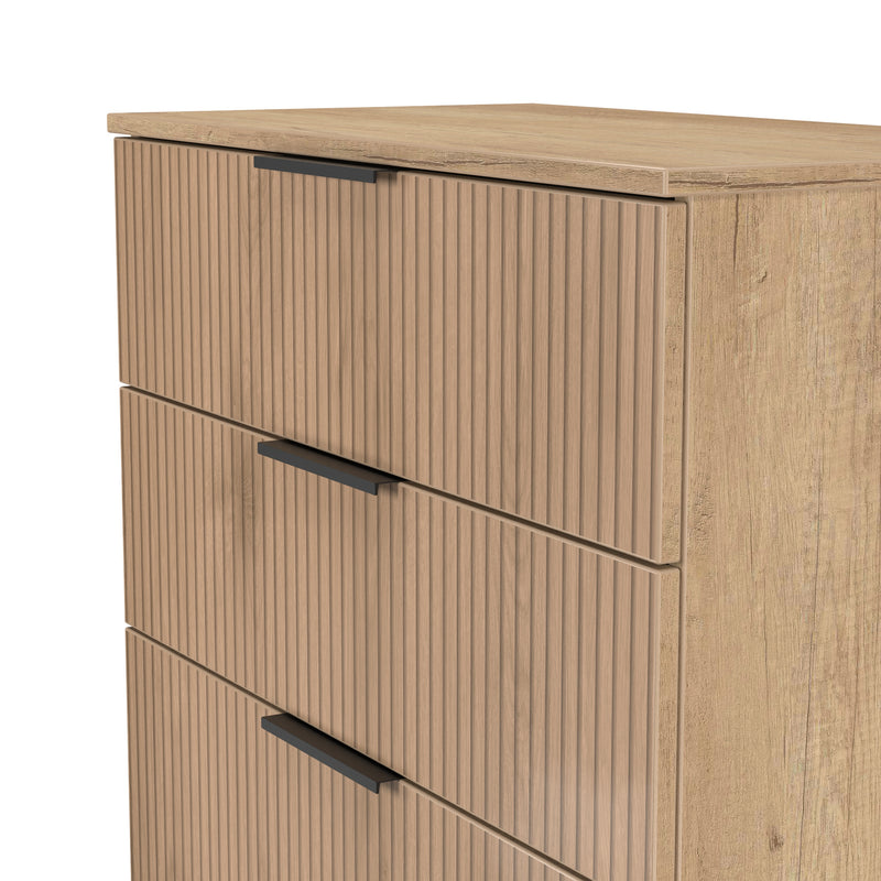 Alaska Ready Assembled 4 Drawer Deep Chest in Slat Effect & Nebraska Oak