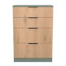 Alaska Ready Assembled 4 Drawer Deep Chest in Slat Effect & Reed Green