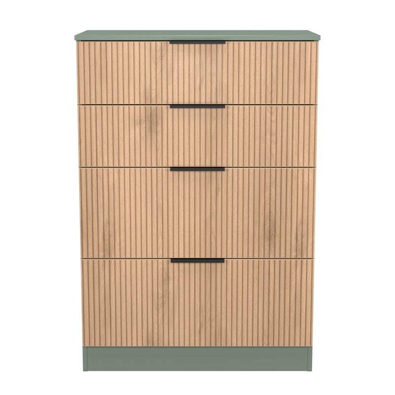Alaska Ready Assembled 4 Drawer Deep Chest in Slat Effect & Reed Green