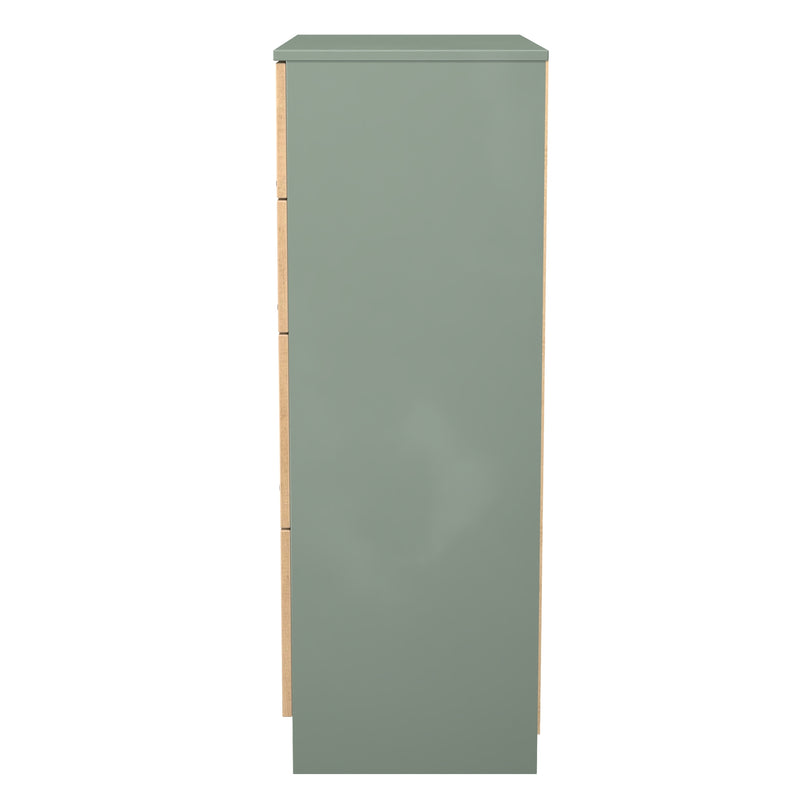 Alaska Ready Assembled 4 Drawer Deep Chest in Slat Effect & Reed Green