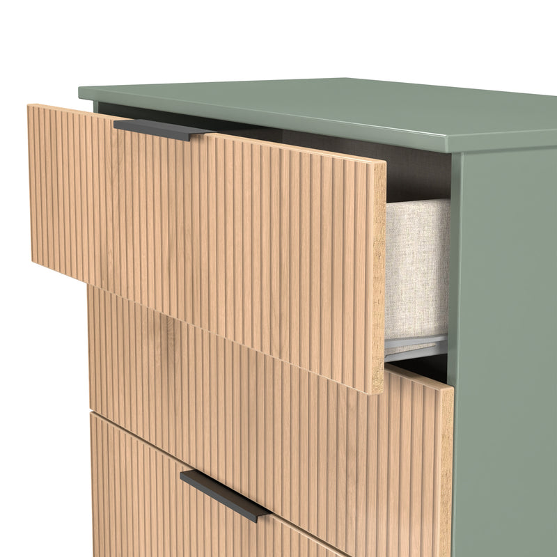 Alaska Ready Assembled 4 Drawer Deep Chest in Slat Effect & Reed Green