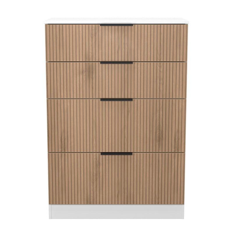 Java 4 Drawer Deep Chest in Slatted Effect / White - Ready Assembled