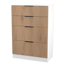 Java 4 Drawer Deep Chest in Slatted Effect / White - Ready Assembled