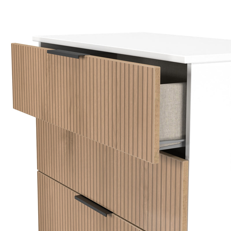 Java 4 Drawer Deep Chest in Slatted Effect / White - Ready Assembled