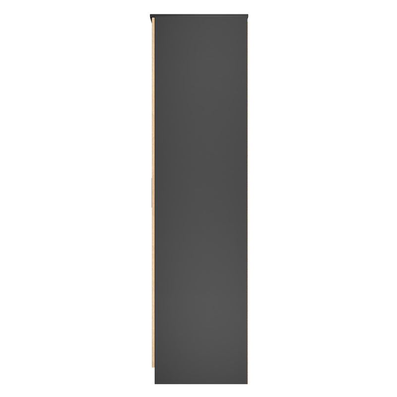 Alaska Ready Assembled 2 Door Wardrobe in Slat Effect & Black