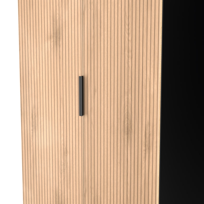 Alaska Ready Assembled 2 Door Wardrobe in Slat Effect & Black