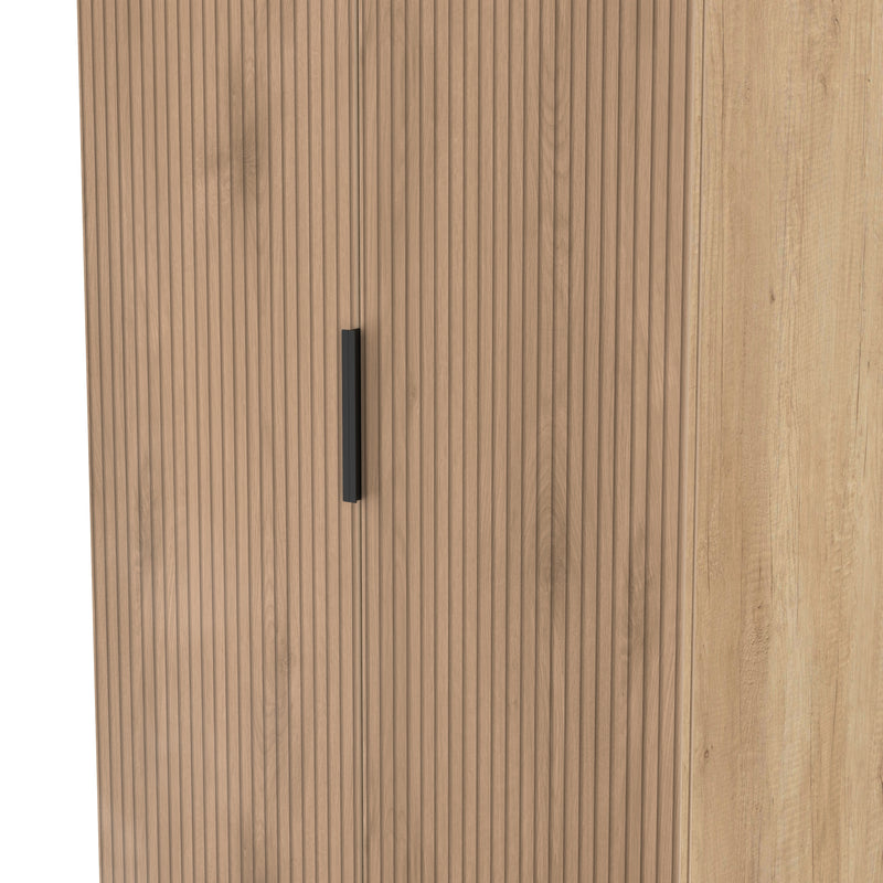 Alaska Ready Assembled 2 Door Wardrobe in Slat Effect & Nebraska Oak
