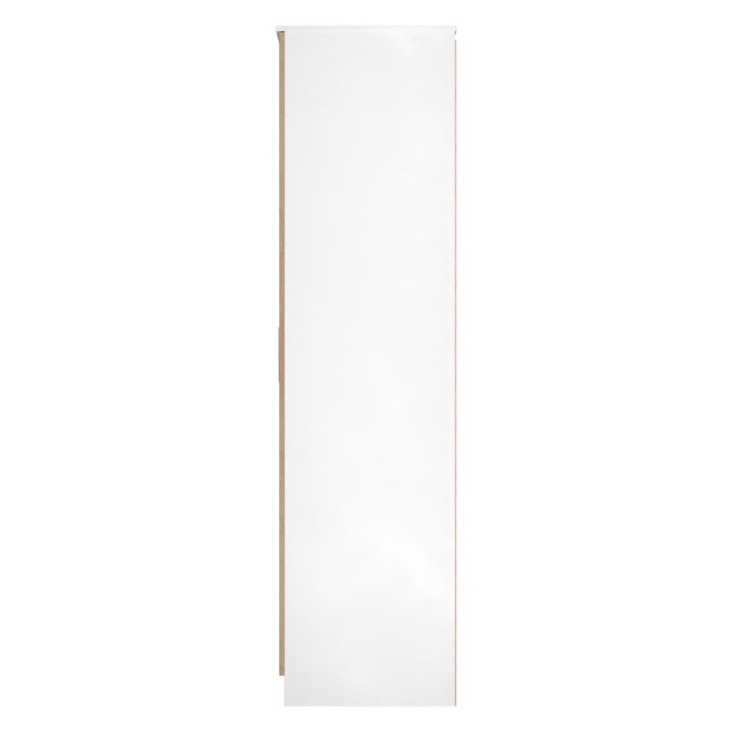 Java Tall 2 Door Robe in Slatted Effect / White - Ready Assembled