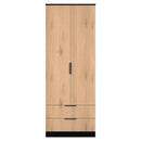 Alaska Ready Assembled 2 Door 2 Drawer Wardrobe in Slat Effect & Black