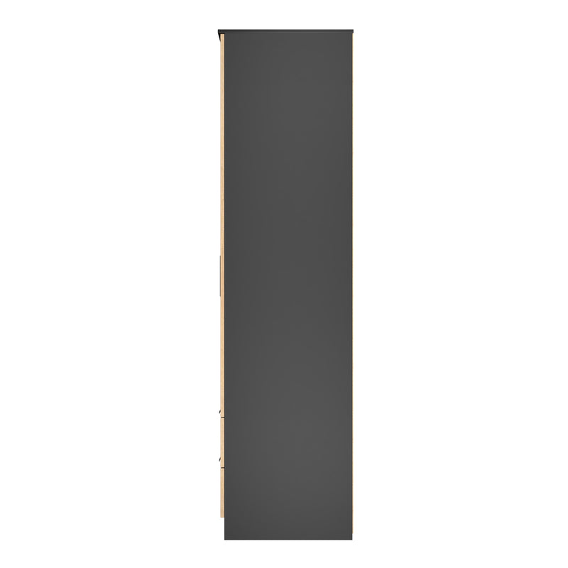 Alaska Ready Assembled 2 Door 2 Drawer Wardrobe in Slat Effect & Black