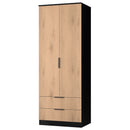 Alaska Ready Assembled 2 Door 2 Drawer Wardrobe in Slat Effect & Black