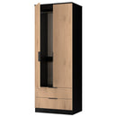 Alaska Ready Assembled 2 Door 2 Drawer Wardrobe in Slat Effect & Black
