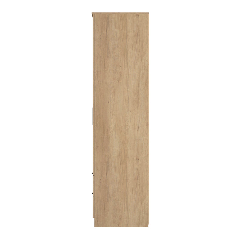 Alaska Ready Assembled 2 Door 2 Drawer Wardrobe in Slat Effect & Nebraska Oak