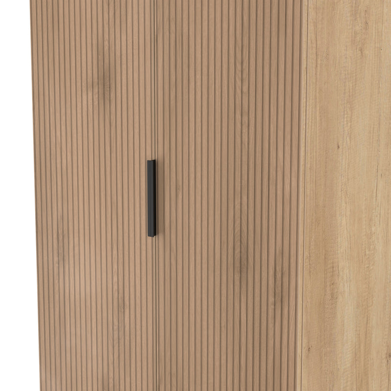 Alaska Ready Assembled 2 Door 2 Drawer Wardrobe in Slat Effect & Nebraska Oak