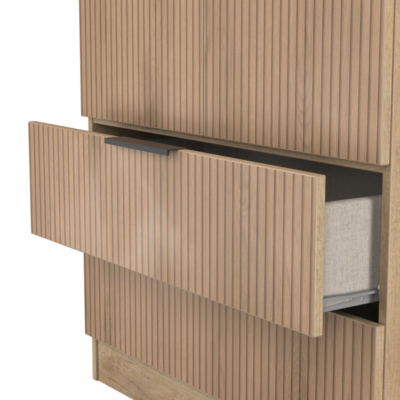 Alaska Ready Assembled 2 Door 2 Drawer Wardrobe in Slat Effect & Nebraska Oak
