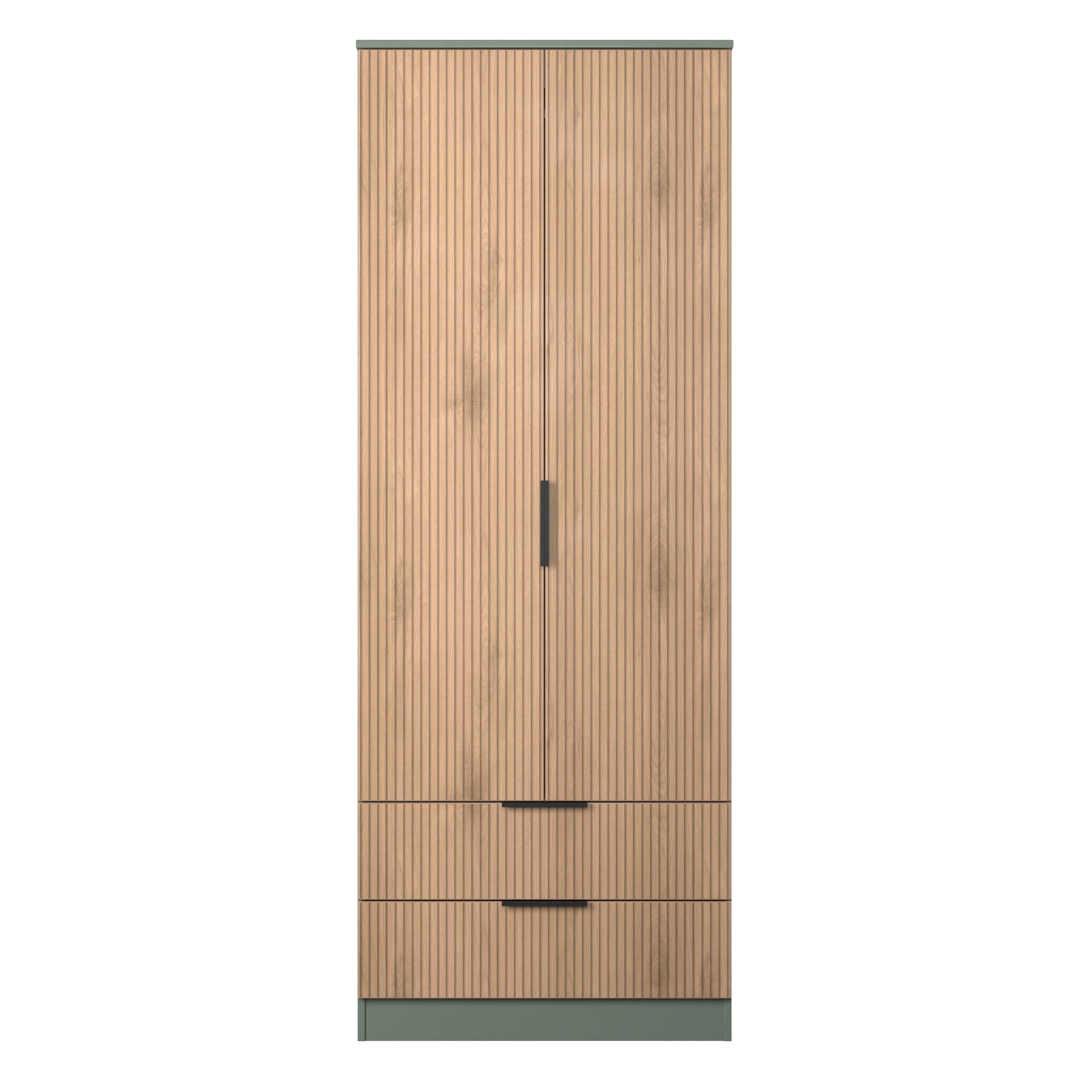 Alaska Ready Assembled 2 Door 2 Drawer Wardrobe in Slat Effect & Reed