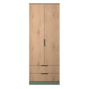 Alaska Ready Assembled 2 Door 2 Drawer Wardrobe in Slat Effect & Reed Green
