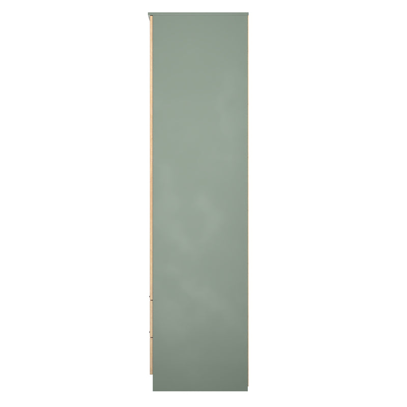 Alaska Ready Assembled 2 Door 2 Drawer Wardrobe in Slat Effect & Reed Green