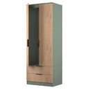 Alaska Ready Assembled 2 Door 2 Drawer Wardrobe in Slat Effect & Reed Green