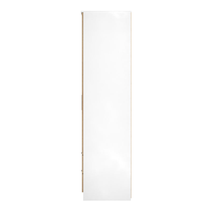 Java Tall 2 Door 2drw Robe in Slatted Effect / White - Ready Assembled