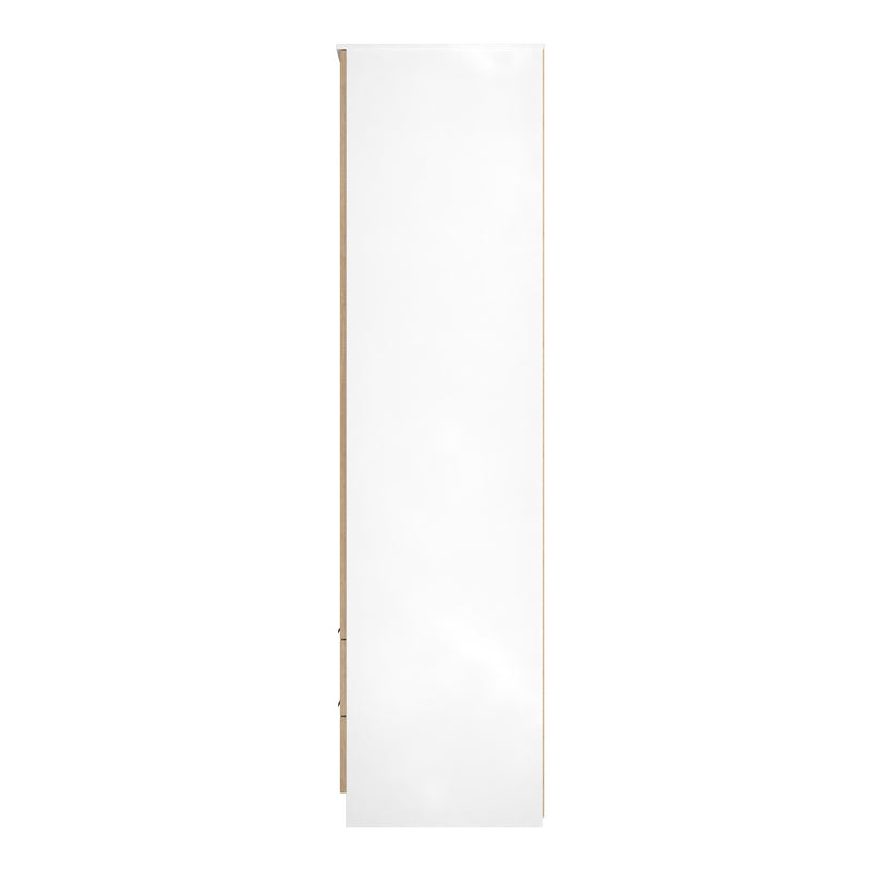 Java Tall 2 Door 2drw Mirrored Robe in Slatted Effect / White - Ready Assembled