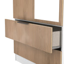 Java Tall 2 Door 2drw Mirrored Robe in Slatted Effect / White - Ready Assembled