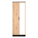 Alaska Ready Assembled Tall 2 Door Mirrored Robe in Slat Effect & Black